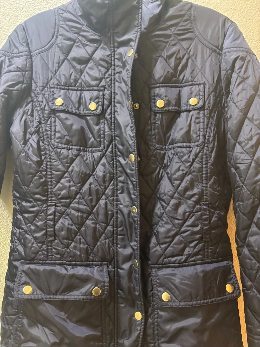 Banana Republic Navy Quilted Jacket with Pink Cardigan